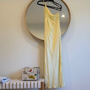 La Lune One Shoulder Cowl Back Maxi Dress - Lemon - Like New
